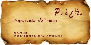 Poparadu Ármin névjegykártya